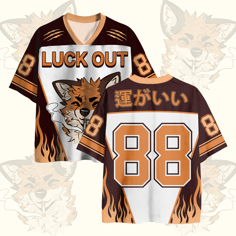 MODAKAWA X atka Smoking Fox Number Graphic Vintage Mesh Jersey T-Shirt - Orange - 4XL - image 3