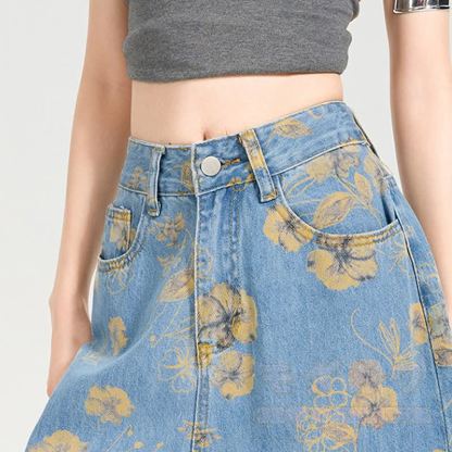 Vintage-Jeans mit Blumenmuster, hohem Bund und weitem Bein - image 6