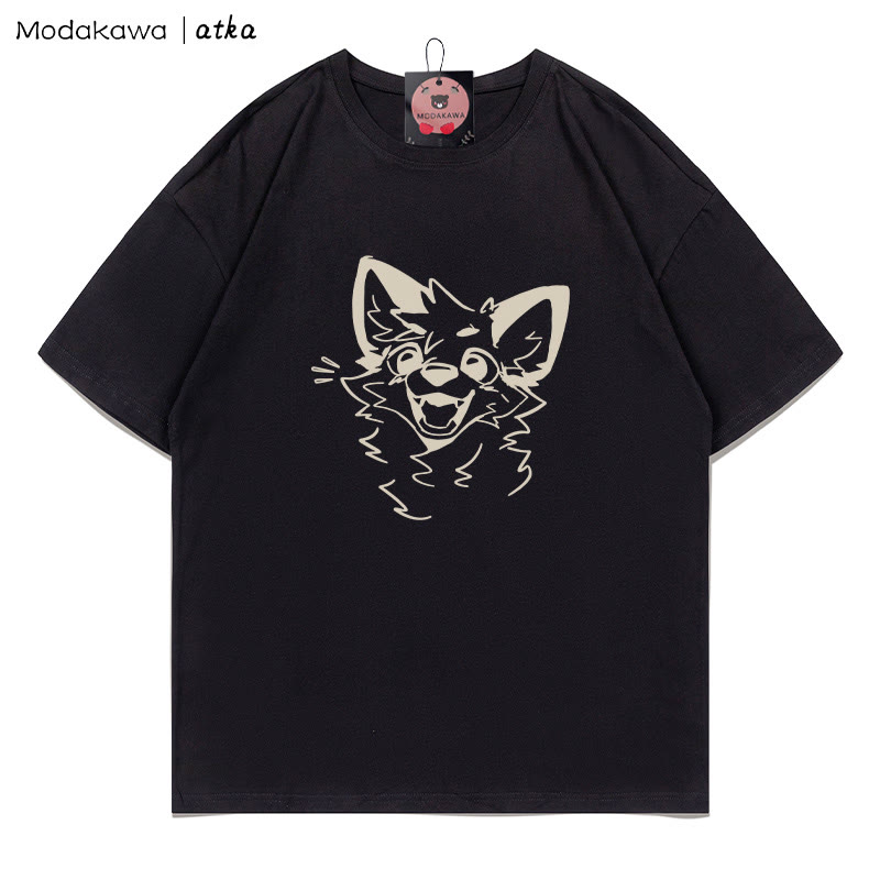 MODAKAWA X atka Cheerful Fox Grafik-T-Shirt - Black - 5XL - image 4