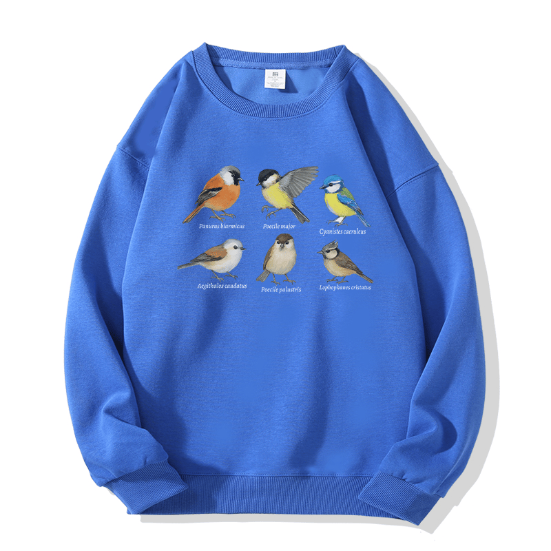 Sweatshirt mit Vogelmotiv und Rundhalsausschnitt - Blue - 5XL - image 3