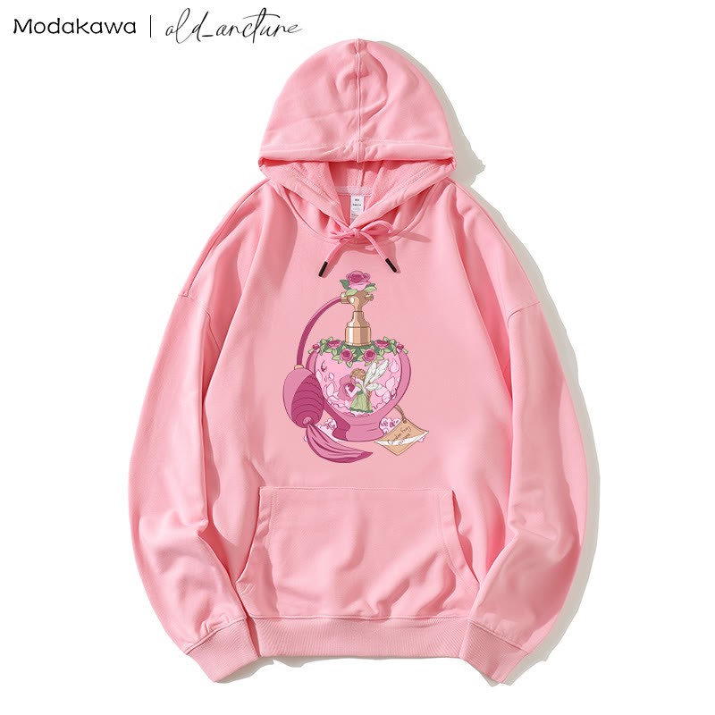 MODAKAWA X old_arcture Rose Angel Parfümflasche Buchstabendruck Modakawa Lockerer Hoodie - Pink - 5XL - image 3