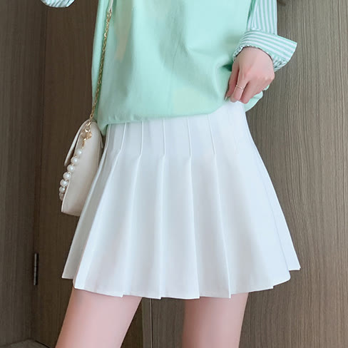 Preppy-Rock mit hohem Bund und A-Linien-Falten - Weiß, lange Größe - 2XL - image 11