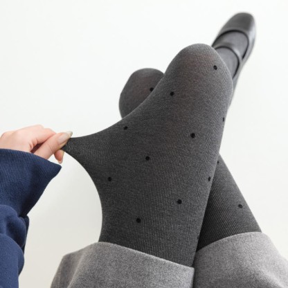 Süße Tights mit Polka-Dots - Dunkelgraue Punkte - 230g Dot - image 5