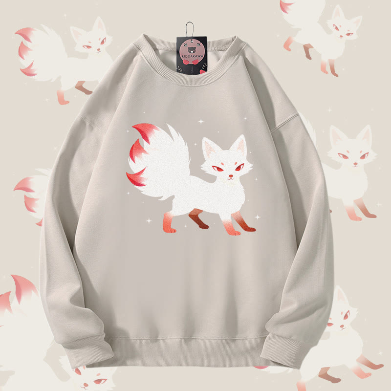 MODAKAWA Unisex-Sweatshirt mit Mystischem Neunschwänzigen-Fuchs-Motiv - Light Beige - 5XL - image 2
