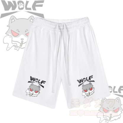 MODAKAWA Smoking Wolf Graphic Drawstring Shorts - Weiß - 2XL - image 6