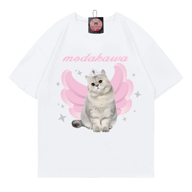 Kitty Princess Letter Print MODAKAWA T-Shirt - White - 5XL - image 3