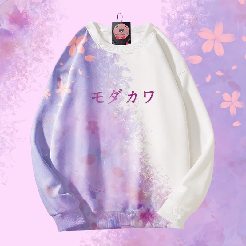 MODAKAWA Sakura Unisex-Sweatshirt mit Farbverlauf und Allover-Print - White - 4XL - image 6