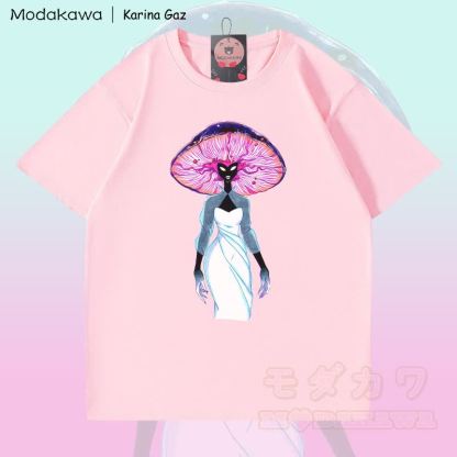 MODAKAWA X Karina Gaz Mushroom Girl Grafik-T-Shirt aus 100 % Baumwolle - Rosa - 5XL - image 5