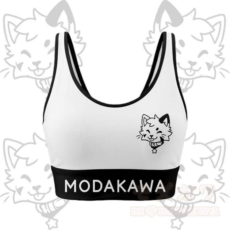 Zunge raus Kitty Grafik Crop Tank Top Sport Top Rock Bikini Modakawa passendes Outfit - Weißes Oberteil - 4XL - image 5