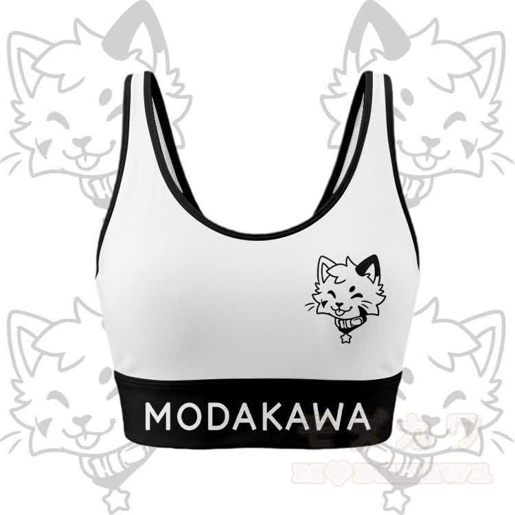 Zunge raus Kitty Grafik Crop Tank Top Sport Top Rock Bikini Modakawa passendes Outfit - Weißes Oberteil - 4XL - image 5
