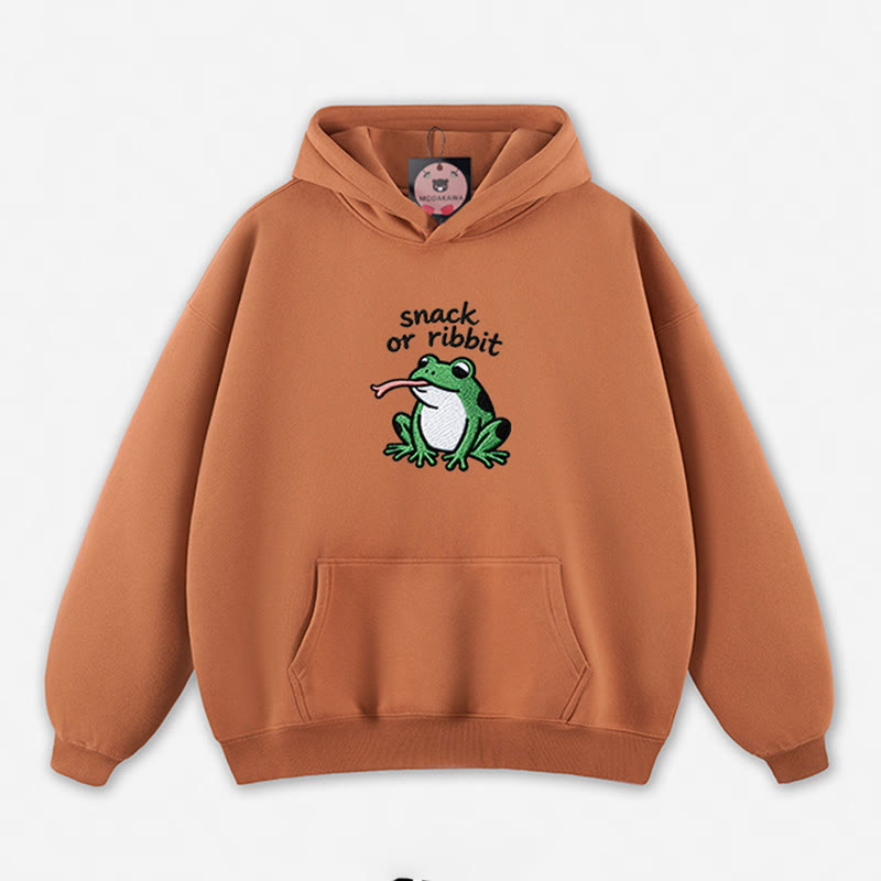 SNACK OR RIBBIT Frosch-Grafik-Hoodie (locker) - Light Brown - 5XL - image 3