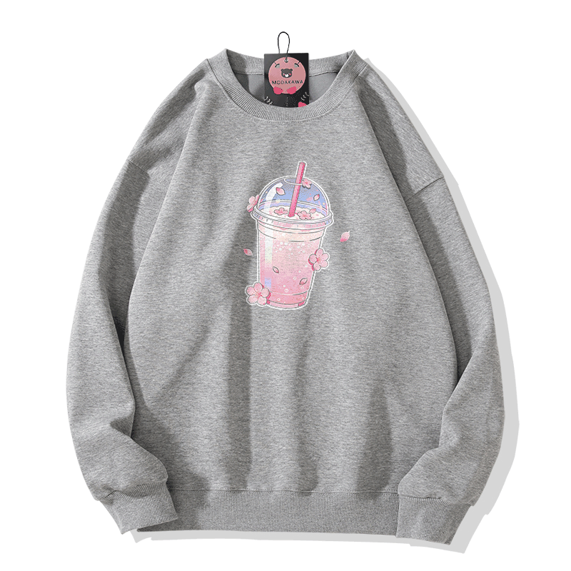 Modakawa Sweatshirt mit Milchtee-Grafik - Grey - 5XL - image 4