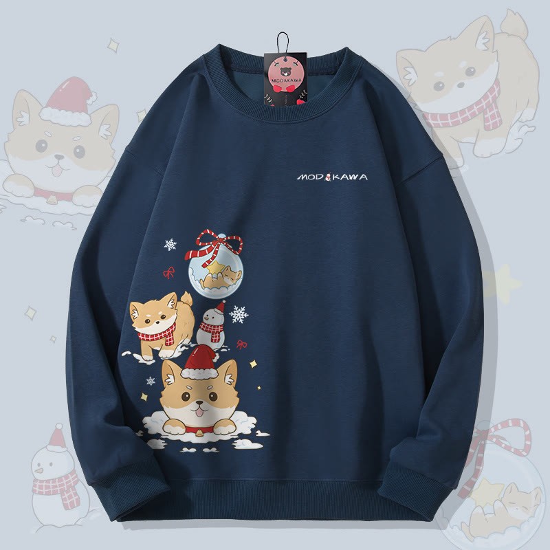 MODAKAWA Unisex-Sweatshirt mit Weihnachtswelpenmotiv - Purplish Blue - 5XL - image 2