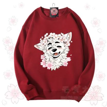 MODAKAWA X atka Sakura Wolf Graphic Unisex Sweatshirt - Rot - 3XL - image 7