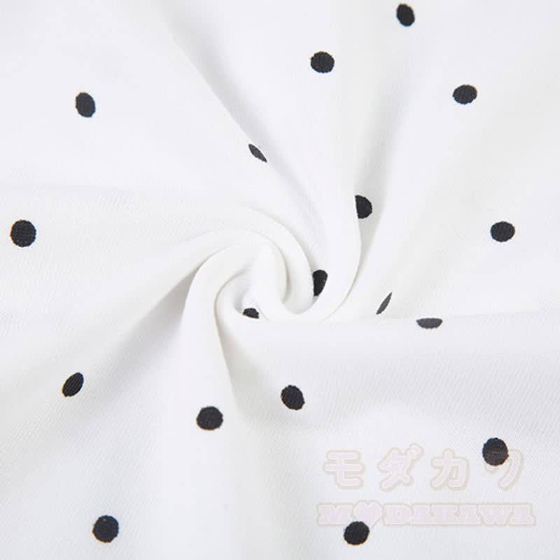 Hochwertiges, strapazierfähiges Set aus zweiteiligem Set: T-Shirt mit Polka-Dot-Stickerei und weit geschnittener Hose. - image 11