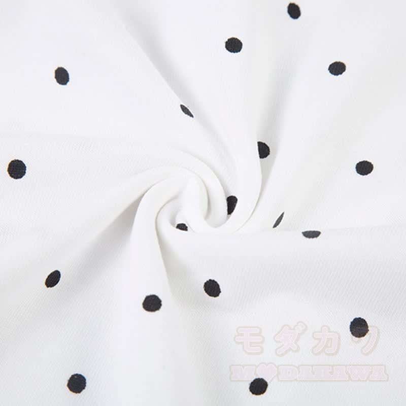 Hochwertiges, strapazierfähiges Set aus zweiteiligem Set: T-Shirt mit Polka-Dot-Stickerei und weit geschnittener Hose. - image 11