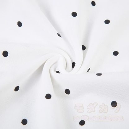 Hochwertiges, strapazierfähiges Set aus zweiteiligem Set: T-Shirt mit Polka-Dot-Stickerei und weit geschnittener Hose. - image 11
