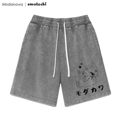 Shorts mit Bunny Girl-Grafik im Vintage-Look - Grau - 3XL - image 4