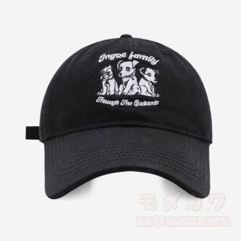 Kawaii Welpen-Stickerei, verstellbare Baseballkappe - Schwarz - One Size - image 6