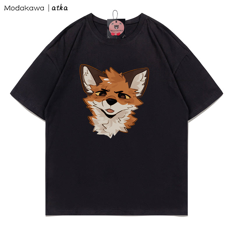 MODAKAWA X atka Squinty Fox Grafik-T-Shirt - Black - 5XL - image 6