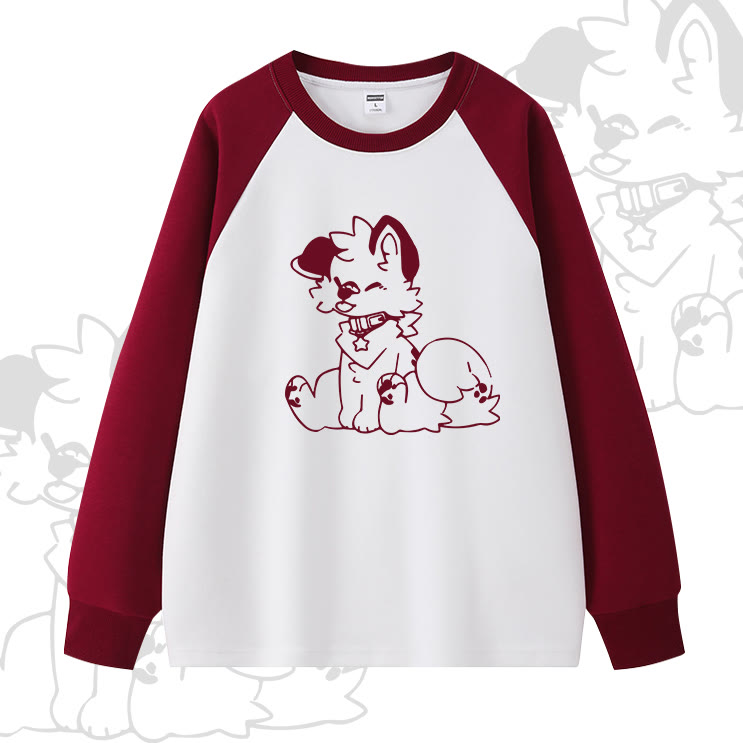 MODAKAWA x Popipeko Raglan-Sweatshirt mit Hundeprint - Rot - 5XL - image 4