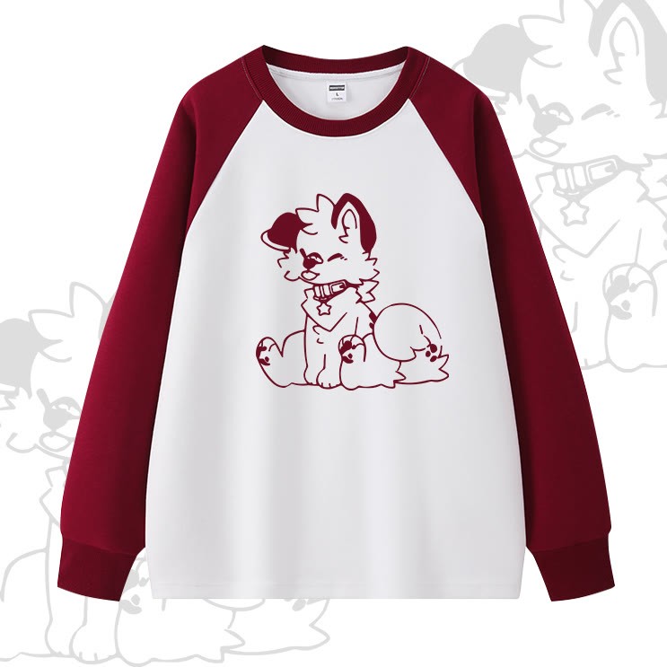 MODAKAWA x Popipeko Raglan-Sweatshirt mit Hundeprint - Rot - 5XL - image 4