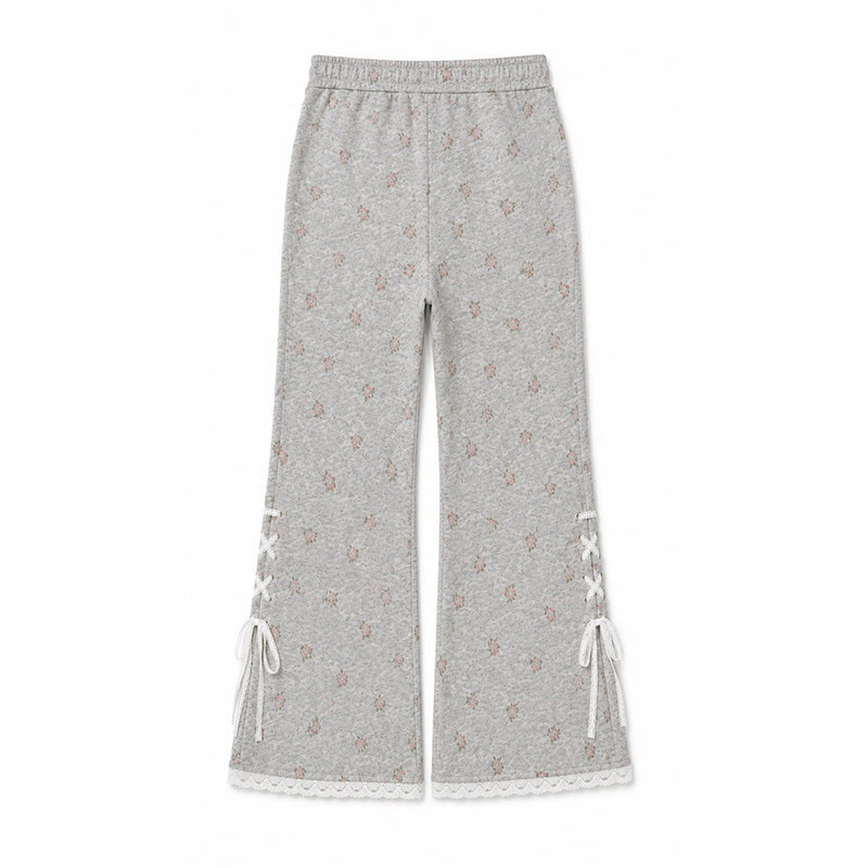 Sport-Jogginghose mit Spitzenbesatz und Blumenmuster - image 5