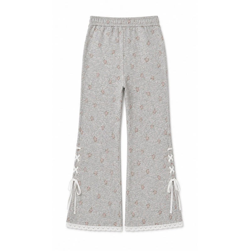 Sport-Jogginghose mit Spitzenbesatz und Blumenmuster - image 5