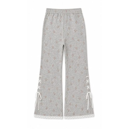 Sport-Jogginghose mit Spitzenbesatz und Blumenmuster - image 5