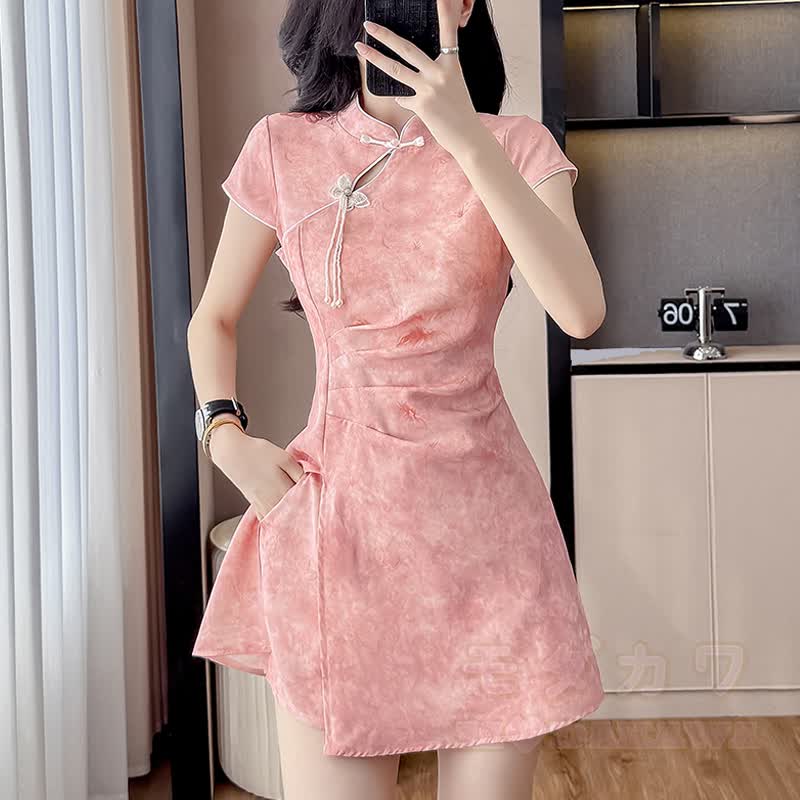 Vintage Cheongsam-Kleid mit Schnallen, zweiteiliges Set - image 4