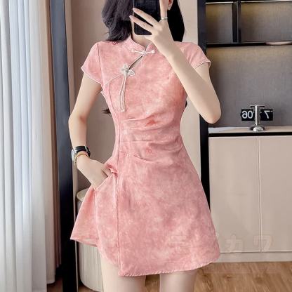 Vintage Cheongsam-Kleid mit Schnallen, zweiteiliges Set - image 4
