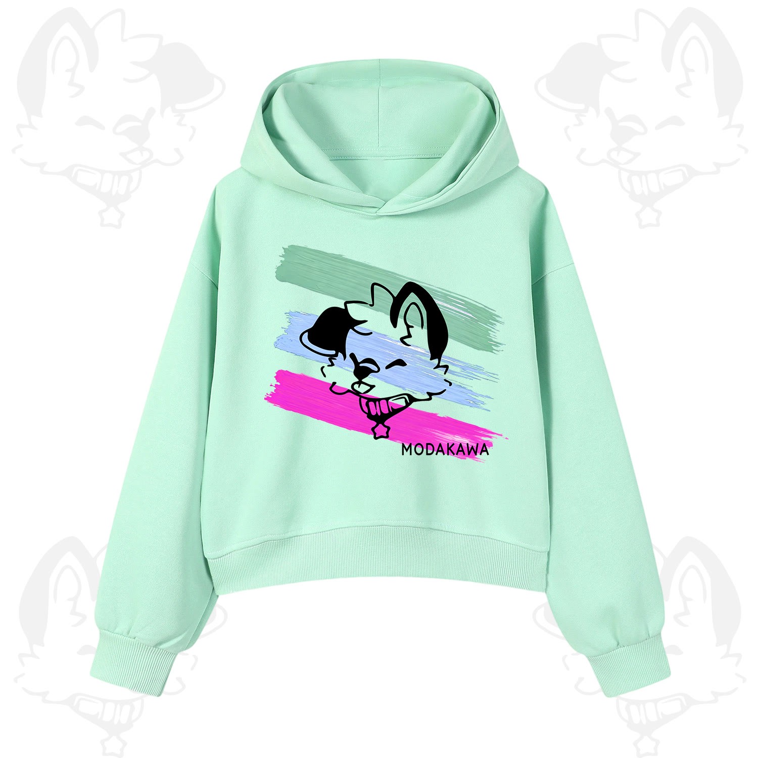 MODAKAWA X popipeko Buntes Hoodie-Sweatshirt mit niedlichem Welpenprint - Grün - 3XL - image 9