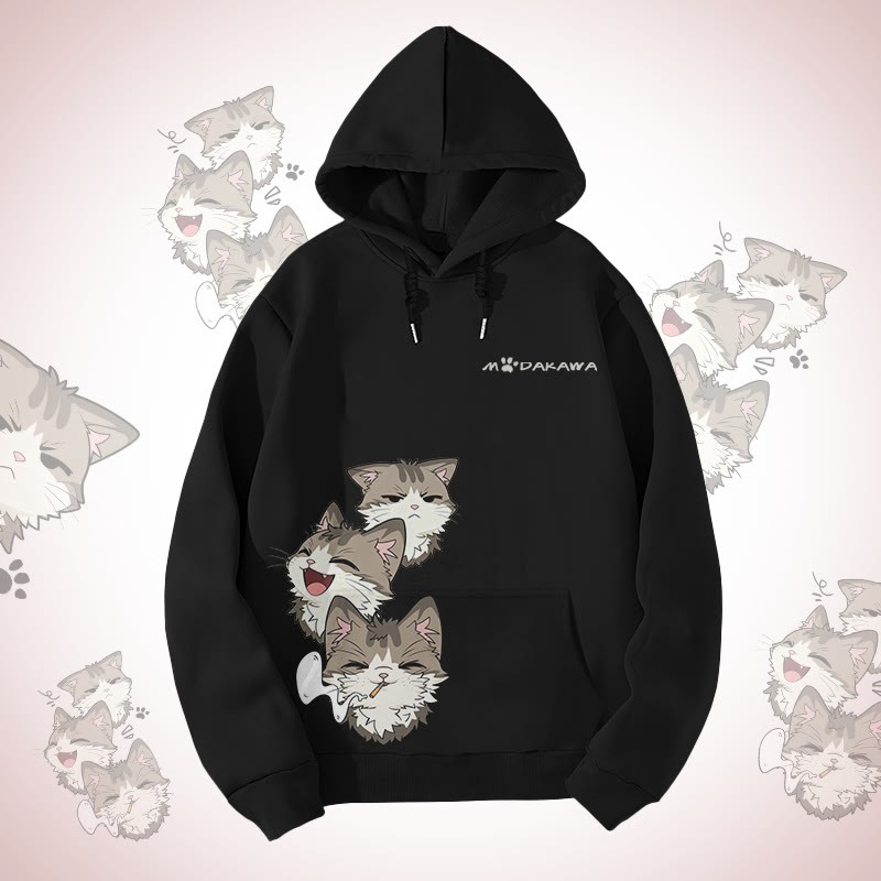 MODAKAWA Kapuzenpullover mit niedlichem Katzenmotiv - Black - 5XL - image 2