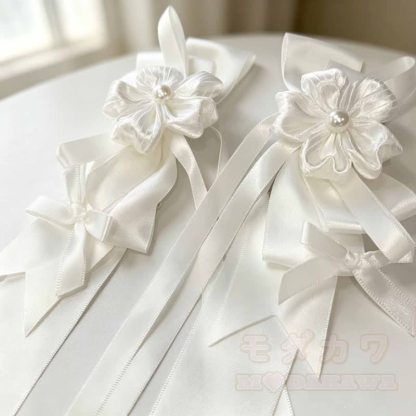 Lolita-Haarspangen mit Blumenmuster und Schleife für lange Zöpfe - image 6