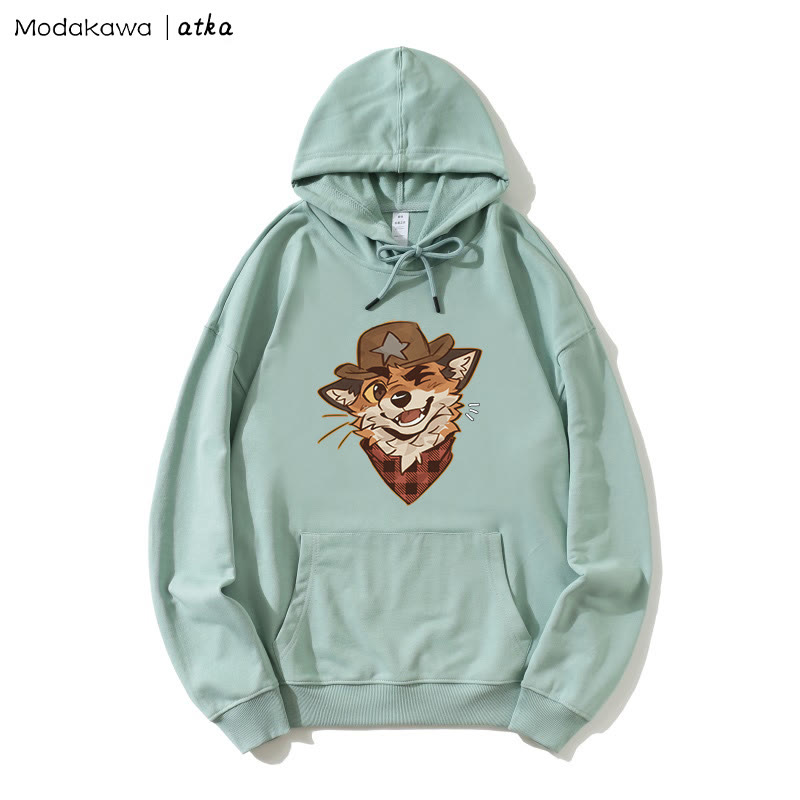 MODAKAWA X atka Cowboy Fox Winking Graphic Hoodie - Green - 5XL - image 3