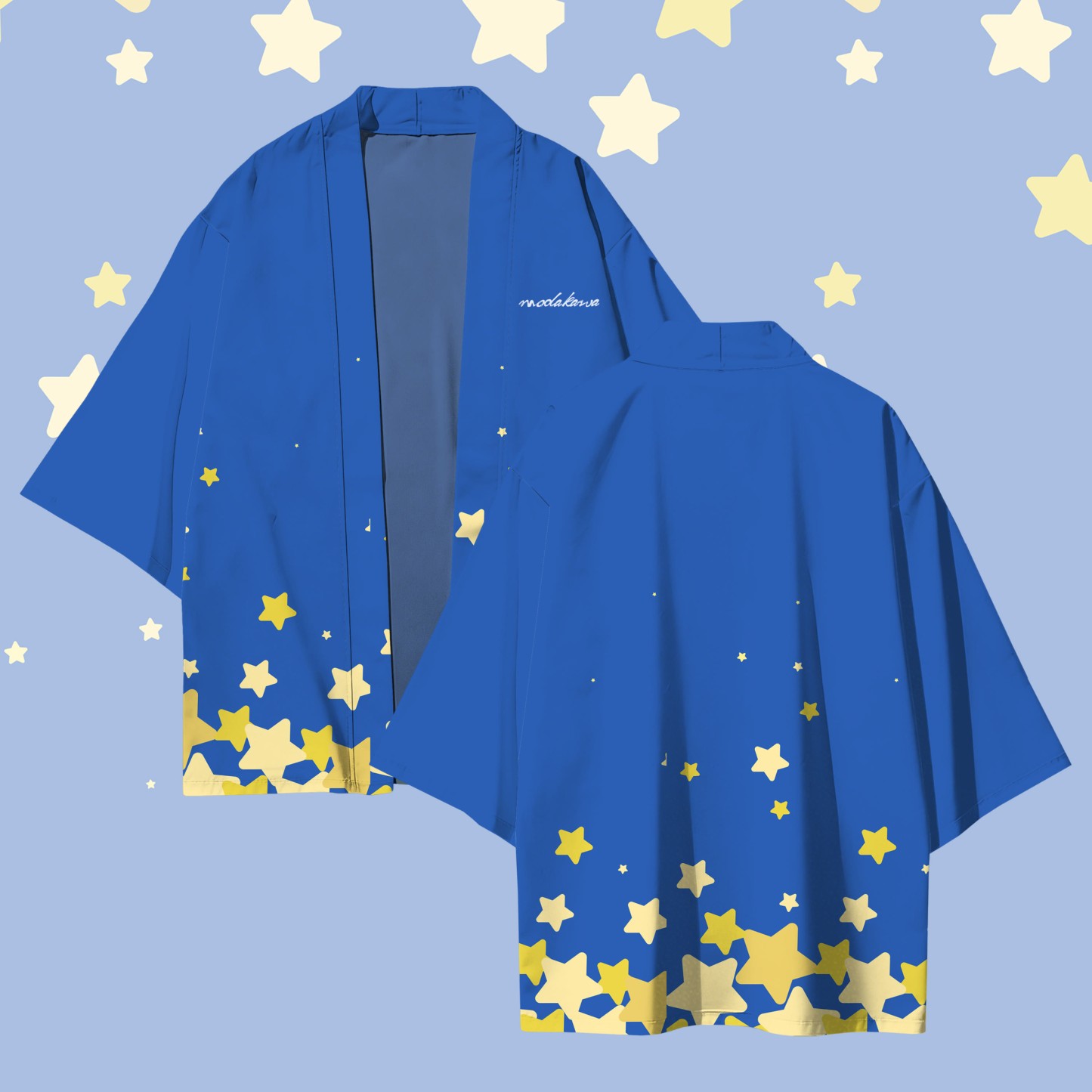 Modakawa Cardigan mit Sternenmuster und Farben -Design, Kimono-Oberbekleidung - Dark Blue - 3XL - image 3