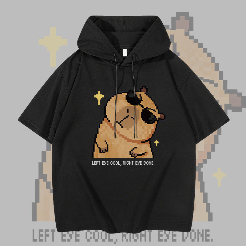 Modakawa Kurzarm-Hoodie mit coolem Capybara-Motiv - Black - 3XL - image 2