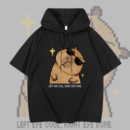 Modakawa Kurzarm-Hoodie mit coolem Capybara-Motiv - Black - 3XL - image 2