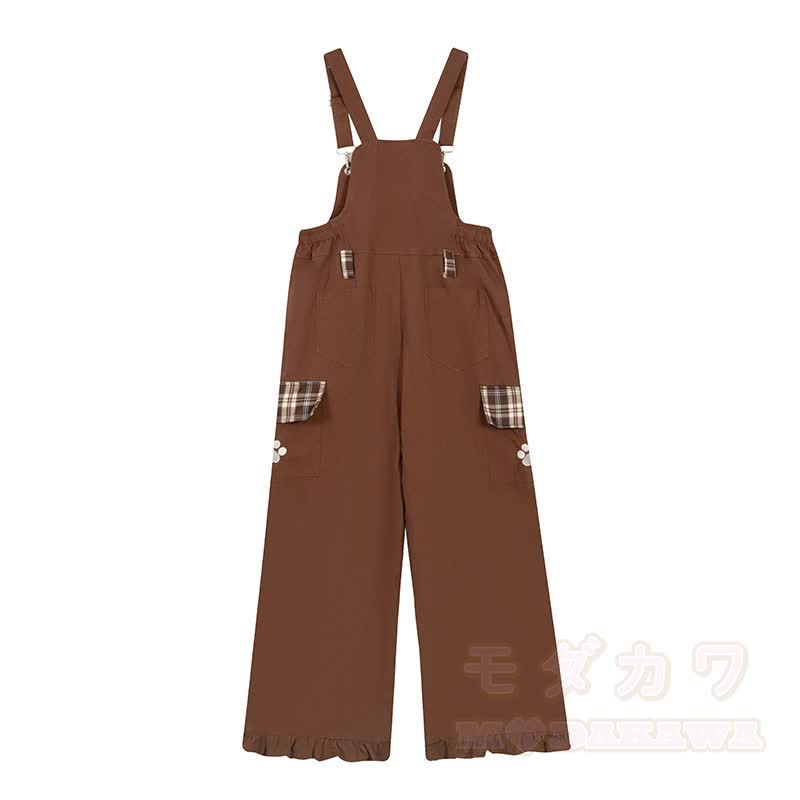 Hochwertige, strapazierfähige Latzhose mit Pressbär-Stickerei und Karomuster - image 7