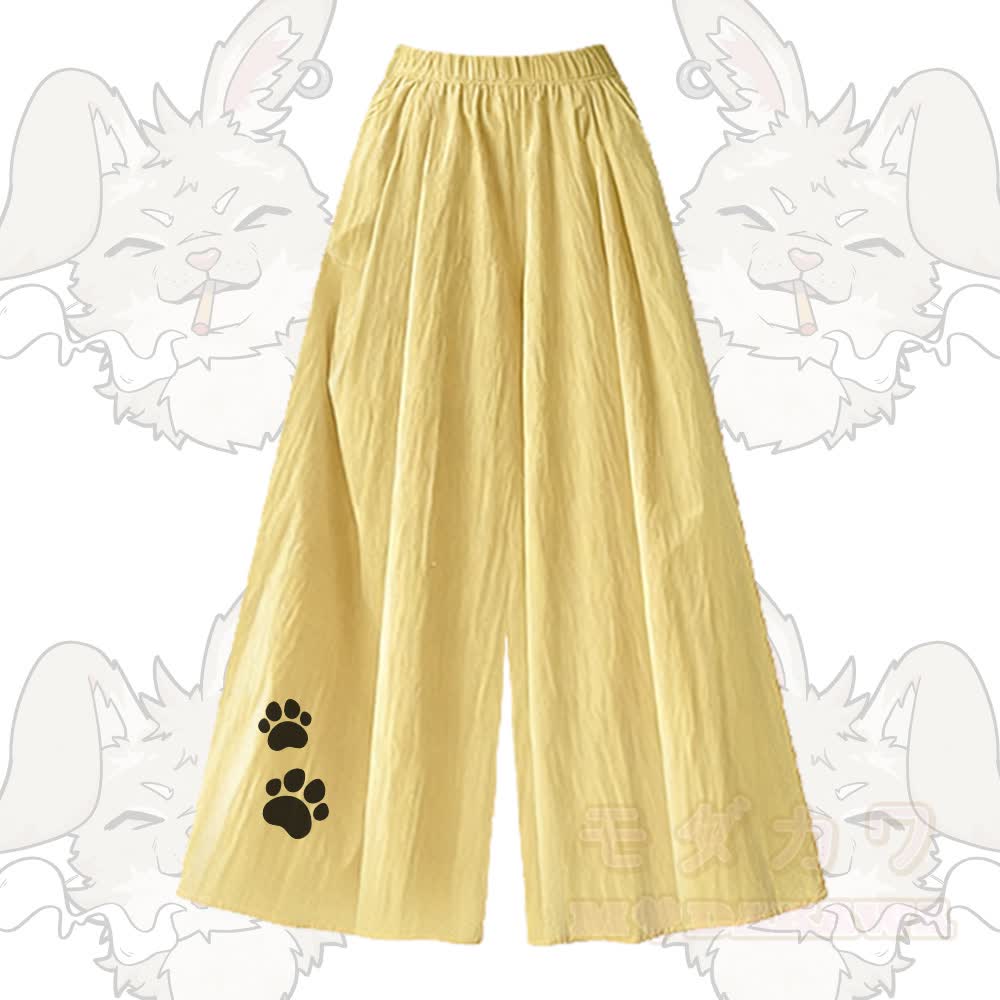 Smoking Bunny Grafik-T-Shirt mit U-Ausschnitt und dazu passende Hose mit weitem Bein - Gelbe Hose - XL - image 5