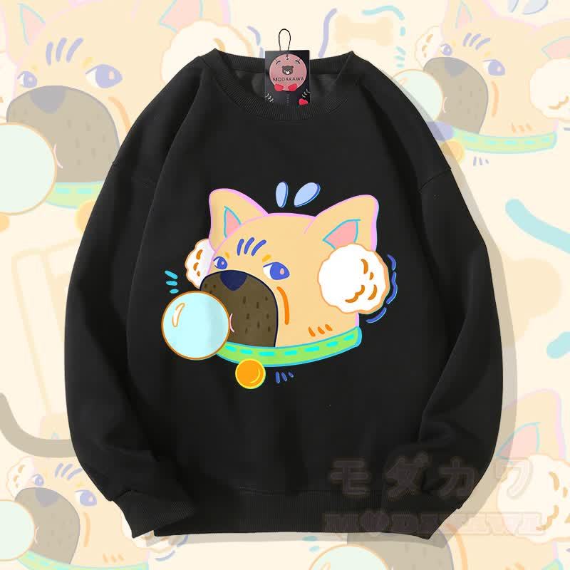 MODAKAWA Unisex-Sweatshirt mit Bubble-Dog-Grafik - Schwarz - 5XL - image 3