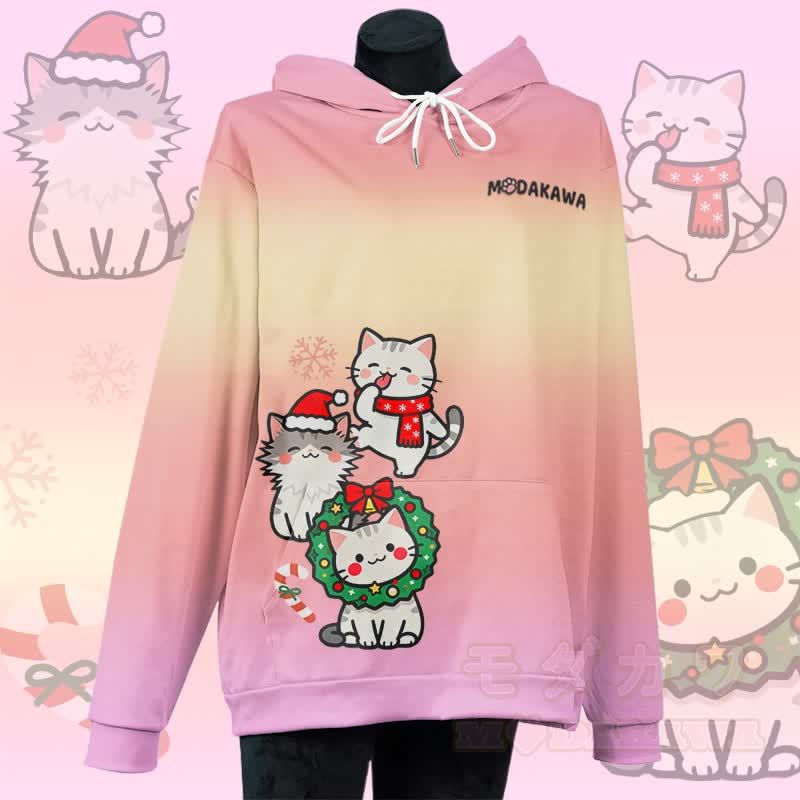 MODAKAWA Weihnachtspullover mit Katzenmotiv und Allover-Print - Lila & Gelb - 5XL - image 4