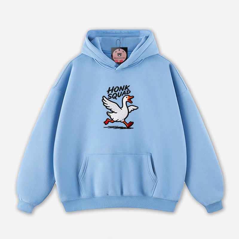 HONK SQUAD Running Goose Graphic Loose Hoodie - Blue - 5XL - image 4