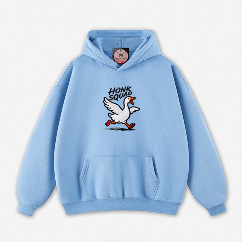 HONK SQUAD Running Goose Graphic Loose Hoodie - Blue - 5XL - image 4