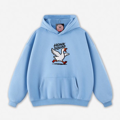 HONK SQUAD Running Goose Graphic Loose Hoodie - Blue - 5XL - image 4