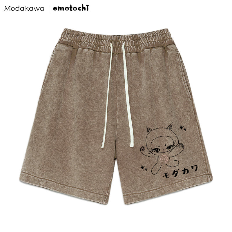 Kitty Star Grafik Vintage Washed Shorts - Braun - 3XL - image 5