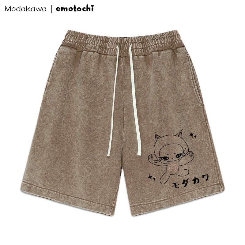 Kitty Star Grafik Vintage Washed Shorts - Braun - 3XL - image 5