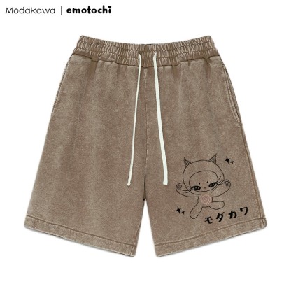 Kitty Star Grafik Vintage Washed Shorts - Braun - 3XL - image 5