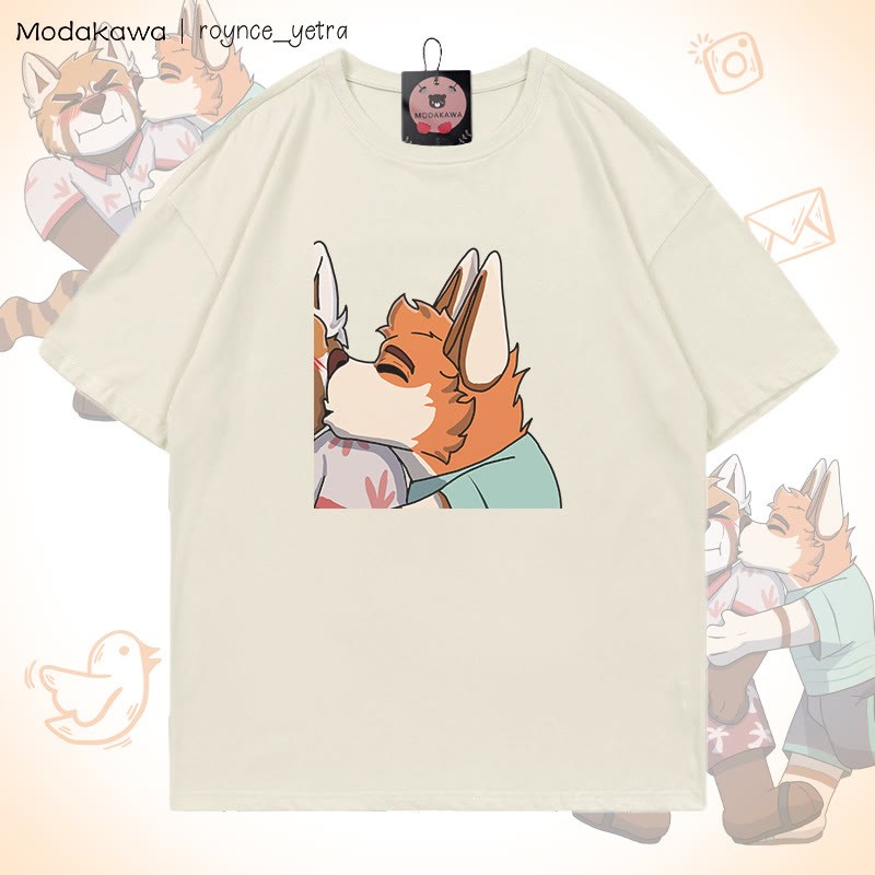 MODAKAWA X roynce_yetra Anderson Kisses Felipe Grafik-T-Shirt - Beige B - 5XL - image 7