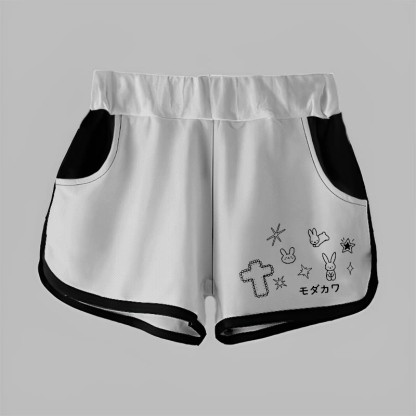 Modakawa Bunny Shorts mit Sternen- und Kreuz-Buchstabenprint - Grey - 5XL - image 3